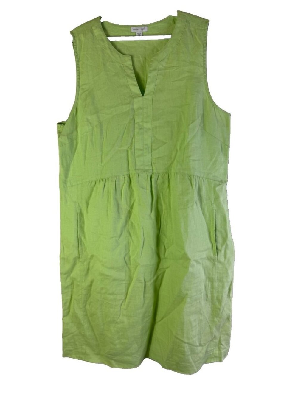 J. Jill Love Linen Dress Green Gauzy Flowy Sun Sleeveless Coastal